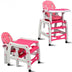 3-in-1 Baby High Chair with Lockable Universal Wheels-Pink - Color: Pink - Minihomy