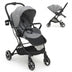 High Landscape Foldable Baby Stroller with Reversible Reclining Seat-Gray - Color: Gray - Minihomy