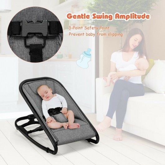 2-in-1 Adjustable Baby Bouncer and Rocker-Gray - Color: Gray - Minihomy