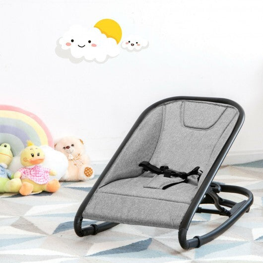 2-in-1 Adjustable Baby Bouncer and Rocker-Gray - Color: Light Gray - Minihomy