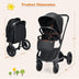 2-in-1 Convertible Baby Stroller with Oversized Storage Basket - Color: Black - Minihomy