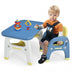 Kids Activity Table and Chair Set with Montessori Toys for Preschool and Kindergarten-Blue - Minihomy