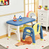 Kids Activity Table and Chair Set with Montessori Toys for Preschool and Kindergarten-Blue - Color: Blue - Minihomy