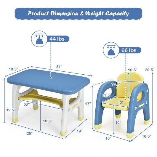 Kids Activity Table and Chair Set with Montessori Toys for Preschool and Kindergarten-Blue - Color: Blue - Minihomy