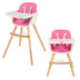 3-in-1 Convertible Wooden High Chair with Cushion-Pink - Color: Pink - Minihomy