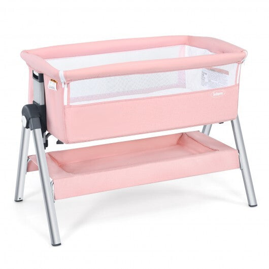 Portable Baby Bedside Sleeper with Adjustable Heights and Angle-Pink - Color: Pink - Minihomy