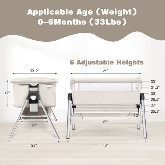 Portable Baby Bedside Sleeper with Adjustable Heights and Angle - Minihomy