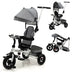 Folding Tricycle Baby Stroller with Reversible Seat and Adjustable Canopy-Gray - Color: Gray - Minihomy