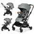 2-in-1 Convertible Aluminum Baby Stroller with Adjustable Canopy-Gray - Color: Gray - Minihomy