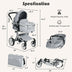 Folding Aluminum Infant Reversible Stroller with Diaper Bag-Gray - Color: Gray - Minihomy