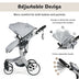 Folding Aluminum Infant Reversible Stroller with Diaper Bag-Gray - Color: Gray - Minihomy