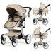 Folding Aluminum Infant Reversible Stroller with Diaper Bag-Beige - Color: Beige - Minihomy