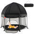 53 Inch Outdoor Baby Playpen with Canopy and Carrying Bag Portable Play Yard Toddlers-Black - Color: Black - Minihomy