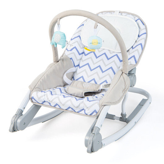 2-in-1 Baby Bouncer with 3-Level Adjustable Backrest-Gray - Color: Gray - Minihomy