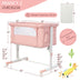 Portable Baby Bedside Bassinet with 5-level Adjustable Heights and Travel Bag-Pink - Color: Pink - Minihomy