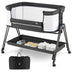 Portable Bedside Sleeper for Baby with 7 Adjustable Heights-Black - Color: Black - Minihomy