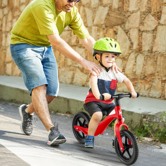 Kids Balance Bike with Rotatable Handlebar and Adjustable Seat Height-Red - Color: Red - Minihomy