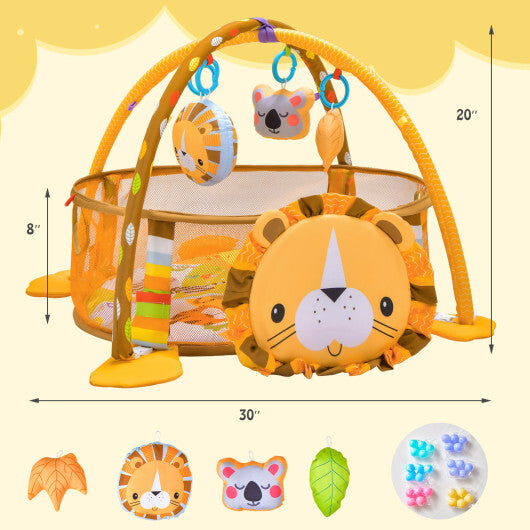 4-in-1 Baby Play Gym with Soft Padding Mat and Arch Design - Color: Yellow - Minihomy