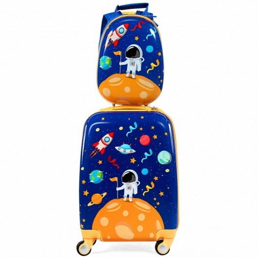 2PC Kids Luggage Set Rolling Suitcase & Backpack-Navy - Color: Navy - Minihomy