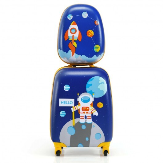 2 Pieces Kids Luggage Set with Backpack and Suitcase for Travel - Color: Blue - Minihomy