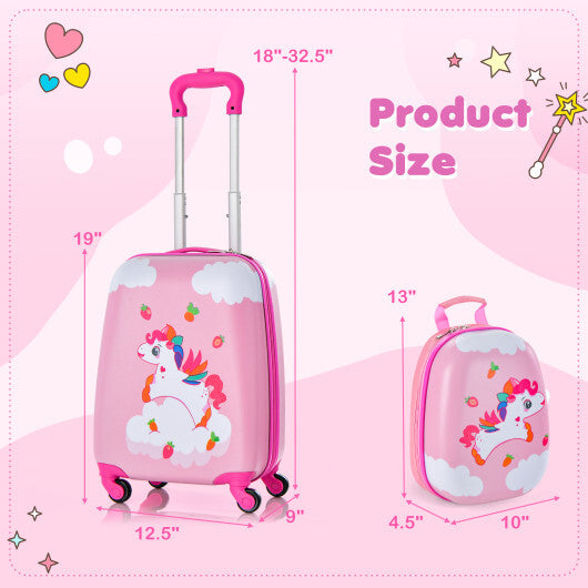 2 Pieces Kids Carry-on Luggage Set with 12 Inch Backpack-Multicolor - Color: Multicolor - Minihomy