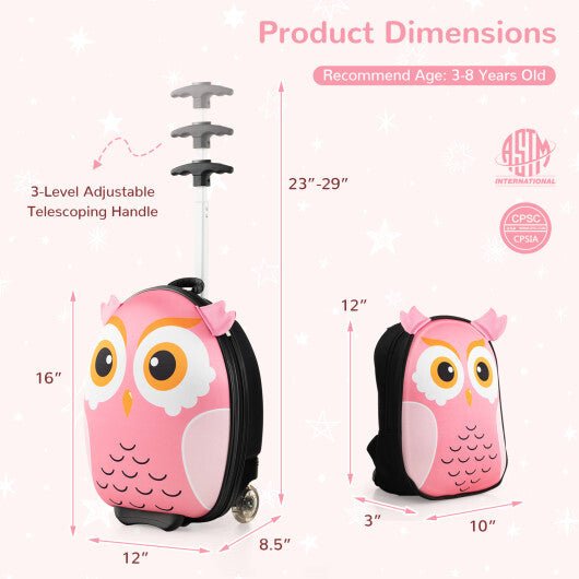 Lightweight and Portable Rolling Suitcase for Children-Pink - Color: Pink - Minihomy