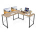 95 Inch 2-Person L-Shaped Long Reversible Computer Desk with Monitor Stand-Natural - Color: Natural - Minihomy