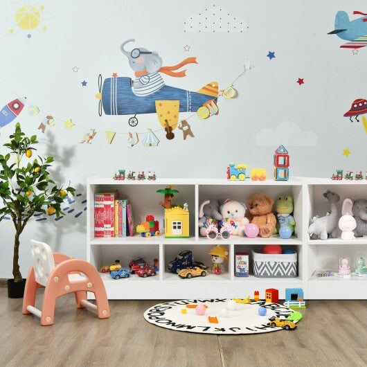 Kids 2-Shelf Bookcase 5-Cube Wood Toy Storage Cabinet Organizer-White - Color: White - Minihomy