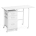 Home Office Folding Computer Laptop Desk Wheeled with 3 Drawers-White - Color: White - Minihomy