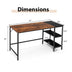 55" Modern Industrial Style Study Writing Desk with 2 Storage Shelves - Color: Rustic Brown - Minihomy