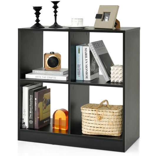 4-Cube Kids Bookcase with Open Shelves-Black - Color: Black - Minihomy