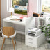 Computer Desk Home Office with Bookshelf and Drawers-White - Color: White - Minihomy