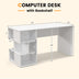 Modern Computer Desk with 3 Tier Storage Shelves for Home Office-White - Color: White - Minihomy