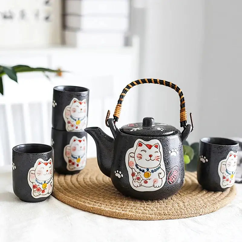 Creative Hand-painted Lucky Cat Ceramic Tea Set - Minihomy