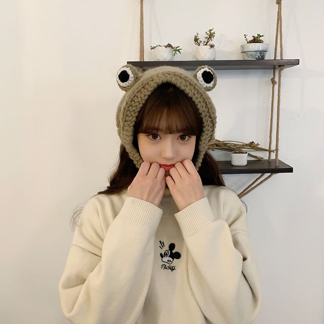 Big eyes frog woolen hat - Minihomy