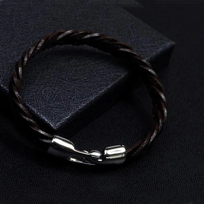 Leather alloy vintage hand-woven bracelet - Minihomy