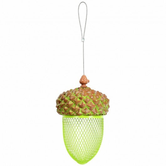 Metal Acorn Wild Bird Feeder Outdoor Hanging Food Dispenser for Garden Yard-Brown - Color: Brown - Minihomy