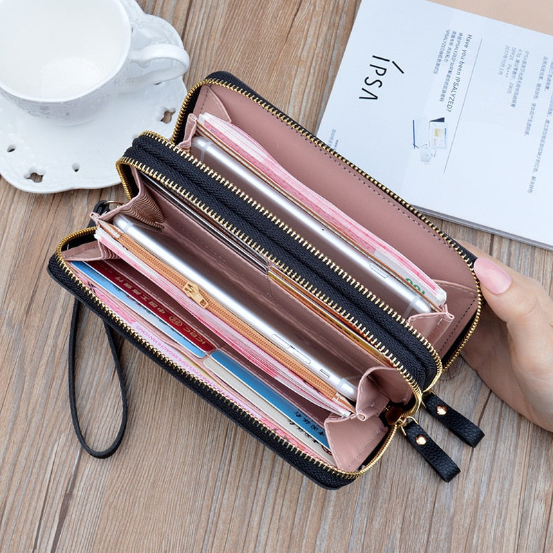 Double Wallet Double Zip Clutch Wallet - Minihomy