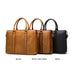 Men's Simple Solid Color Leather Briefcase - Minihomy