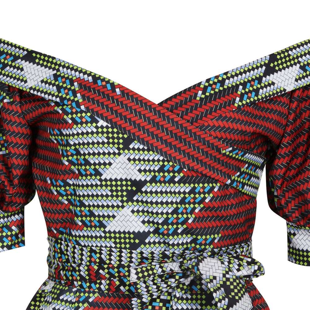 African Printed Words Brought Off-the-shoulder Sleeves Bind - Minihomy