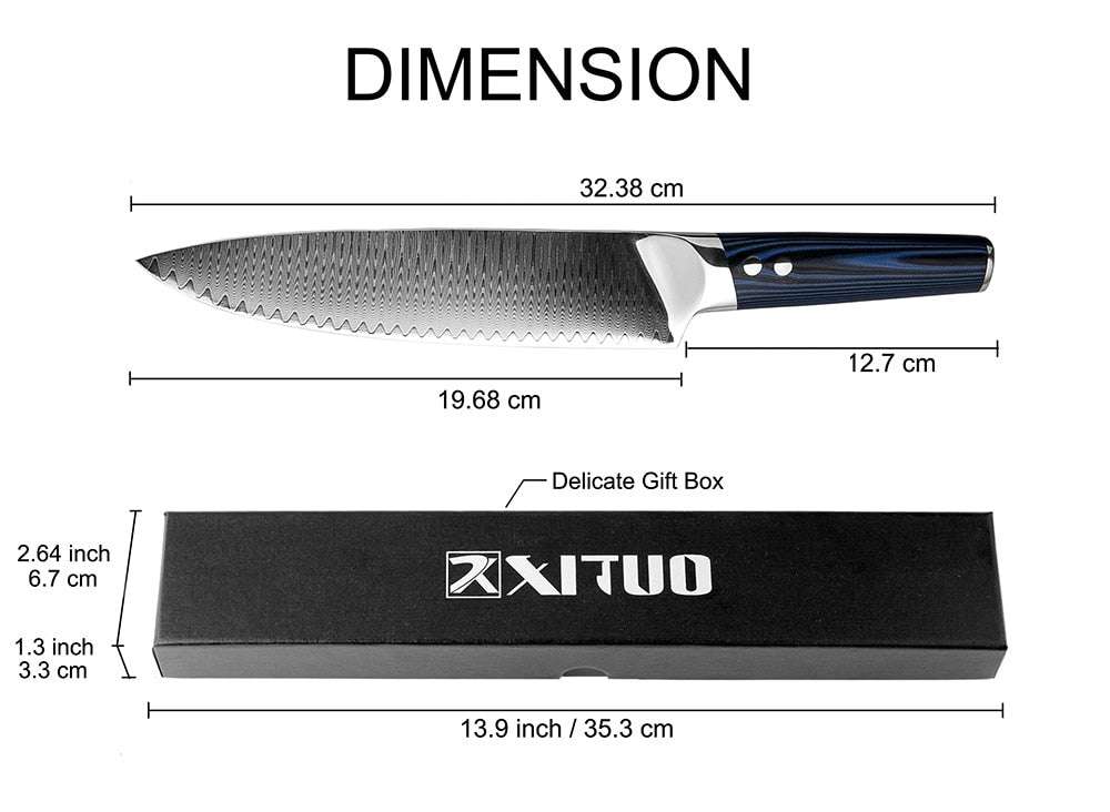 Damascus knife Japanese VG10 kitchen knife chef knife - Minihomy