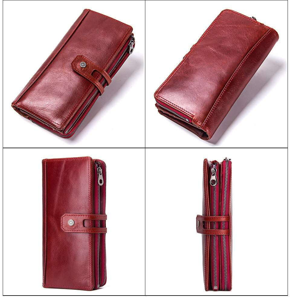 Genuine Cowhide Leather High Quality Women Long Wallet - Minihomy