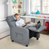 Ergonomic PU Leather Kids Recliner Lounge Sofa for 3-12 Age Group-Gray - Color: Gray - Minihomy