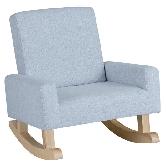 Kids Rocking Chair with Solid Wood Legs-Blue - Color: Blue - Minihomy