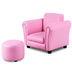 Kids Single Armrest Couch Sofa with Ottoman - Color: Pink - Minihomy