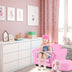 Kids Single Armrest Couch Sofa with Ottoman - Color: Pink - Minihomy