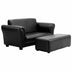 Black/White Kids Double Sofa with Ottoman-Black - Color: Black - Minihomy