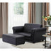 Black/White Kids Double Sofa with Ottoman-Black - Color: Black - Minihomy