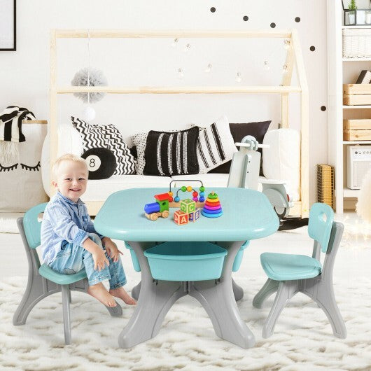 Children Kids Activity Table & Chair Set Play Furniture W/Storage-Blue - Color: Blue - Minihomy