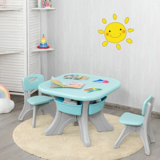 Children Kids Activity Table & Chair Set Play Furniture W/Storage-Blue - Color: Blue - Minihomy